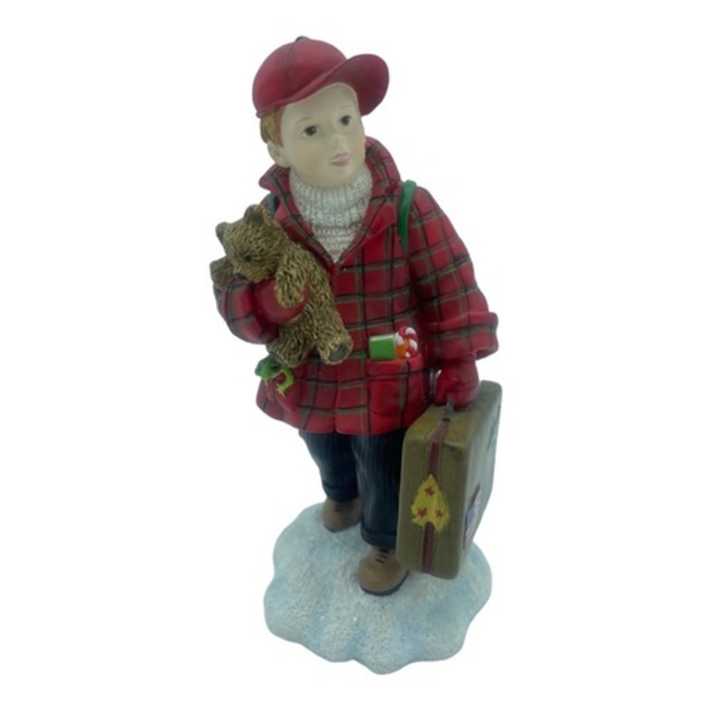 Pipka Running Away with Santa Figurine 13797 Red Plaid Boy 6" Excellent Boxed
